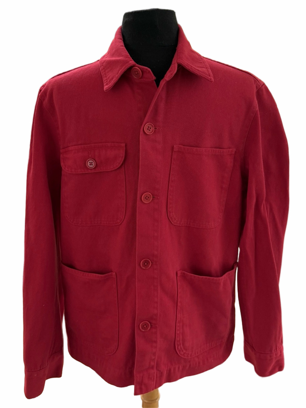 Alex Mill Garment Dyed Work Jacket Recycled Denim Red Pepper Med Chore Coat NEW